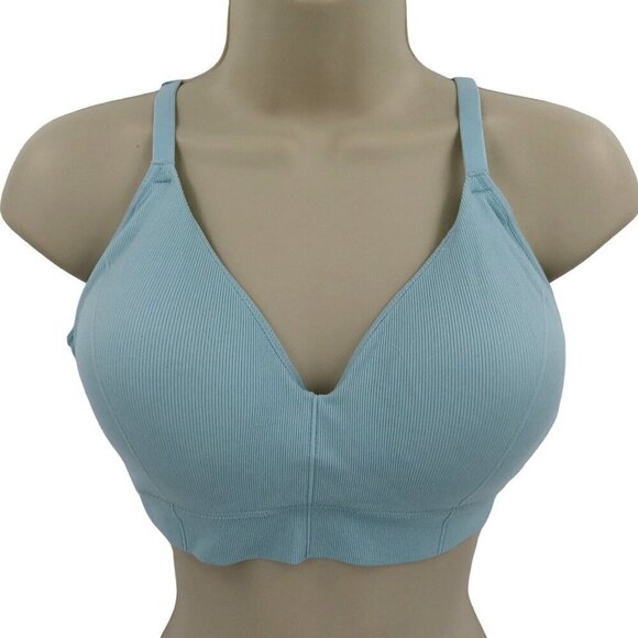 Maidenform Extra Large XL Wireless Stretch Rib Bralette DM2303 Bra Solid Blue - Picture 1 of 12